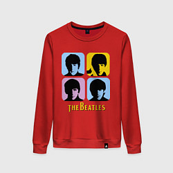 Свитшот хлопковый женский The Beatles: pop-art, цвет: красный