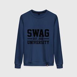 Свитшот хлопковый женский Swag University, цвет: тёмно-синий