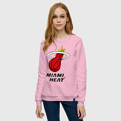 Свитшот хлопковый женский Miami Heat-logo, цвет: светло-розовый — фото 2