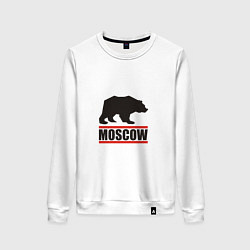 Свитшот хлопковый женский Moscow Bear, цвет: белый