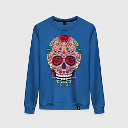 Свитшот хлопковый женский Oldschool skull, цвет: синий