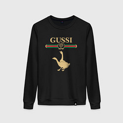 Свитшот хлопковый женский GUSSI Fashion, цвет: черный