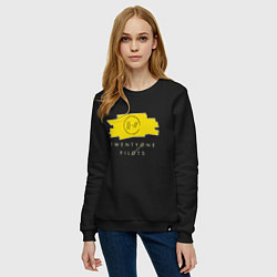 Свитшот хлопковый женский 21 Top: Yellow Trench, цвет: черный — фото 2