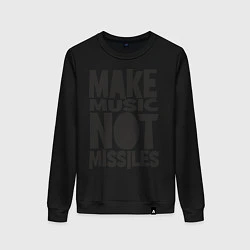 Свитшот хлопковый женский Make Music Not Missiles, цвет: черный