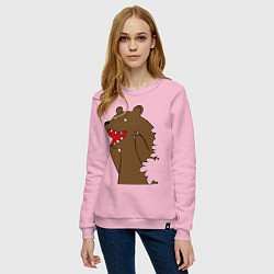 Свитшот хлопковый женский Медведь цензурный, цвет: светло-розовый — фото 2
