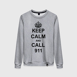 Свитшот хлопковый женский Keep Calm & Call 911, цвет: меланж