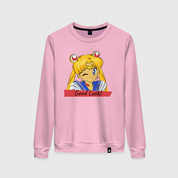 Свитшот хлопковый женский Sailor Moon Good Luck, цвет: светло-розовый