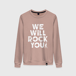 Свитшот хлопковый женский We Wil Rock You, цвет: пыльно-розовый