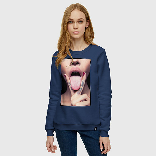 Женский свитшот Кунилингус / Тёмно-синий – фото 3
