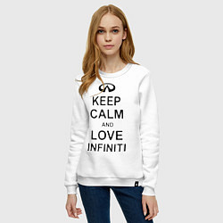 Свитшот хлопковый женский Keep Calm & Love Infiniti, цвет: белый — фото 2