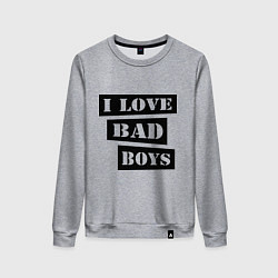 Свитшот хлопковый женский I love bad boys, цвет: меланж