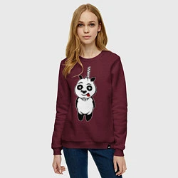 Свитшот хлопковый женский Панда повесилась, цвет: меланж-бордовый — фото 2