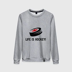 Свитшот хлопковый женский Life is hockey!, цвет: меланж