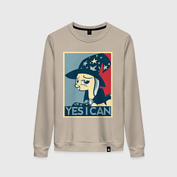 Свитшот хлопковый женский MLP: Yes I Can, цвет: миндальный