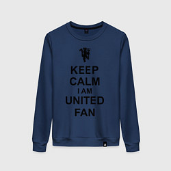 Свитшот хлопковый женский Keep Calm & United fan, цвет: тёмно-синий