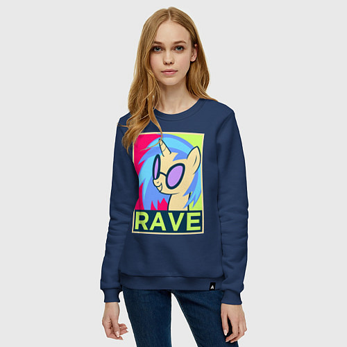 Женский свитшот DJ Pon-3 RAVE / Тёмно-синий – фото 3