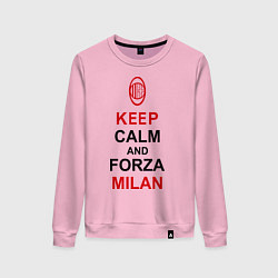 Свитшот хлопковый женский Keep Calm & Forza Milan, цвет: светло-розовый