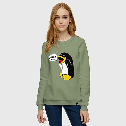 Женский свитшот Пингвин: Linux / Авокадо – фото 3