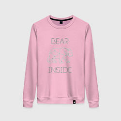 Свитшот хлопковый женский Bear Inside, цвет: светло-розовый