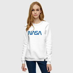 Свитшот хлопковый женский NASA, цвет: белый — фото 2