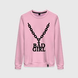 Свитшот хлопковый женский Bad girl chain цвета светло-розовый — фото 1