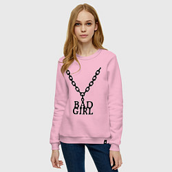 Свитшот хлопковый женский Bad girl chain, цвет: светло-розовый — фото 2