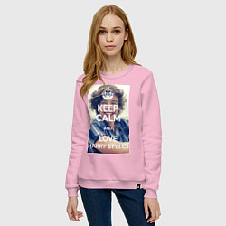 Свитшот хлопковый женский Keep Calm & Love Harry Styles, цвет: светло-розовый — фото 2