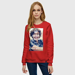 Свитшот хлопковый женский Keep Calm & Love Harry Styles, цвет: красный — фото 2