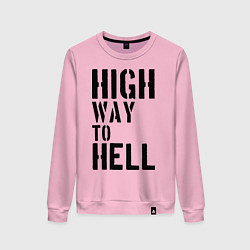 Свитшот хлопковый женский High way to hell, цвет: светло-розовый