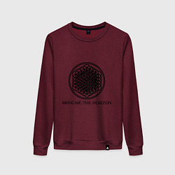 Свитшот хлопковый женский Bring me the horizon, цвет: меланж-бордовый