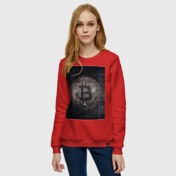 Свитшот хлопковый женский Биткойн, цвет: красный — фото 2