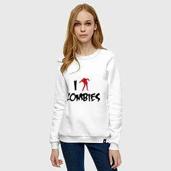 Свитшот хлопковый женский I love Zombies (Я люблю зомби), цвет: белый — фото 2