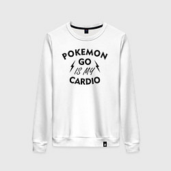 Свитшот хлопковый женский Pokemon go is my Cardio, цвет: белый