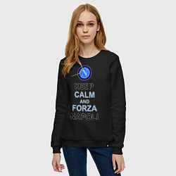 Свитшот хлопковый женский Keep Calm & Forza Napoli, цвет: черный — фото 2