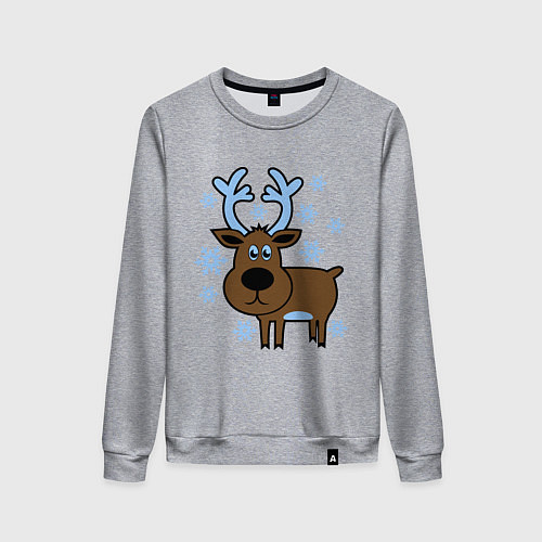 Женский свитшот Олень и снежинки / Меланж – фото 1