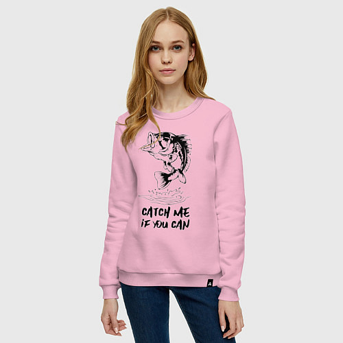 Женский свитшот Catch me if you can / Светло-розовый – фото 3