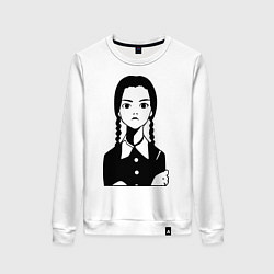 Свитшот хлопковый женский Wednesday Addams, цвет: белый