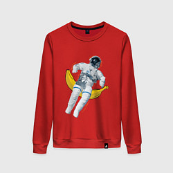 Свитшот хлопковый женский Космонавт на банане, цвет: красный