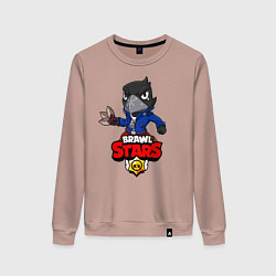 Свитшот хлопковый женский BRAWL STARS CROW, цвет: пыльно-розовый