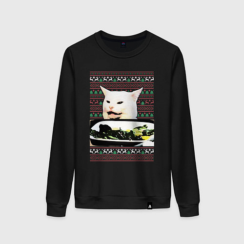 Женский свитшот Woman Yelling at a Cat / Черный – фото 1