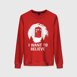 Свитшот хлопковый женский I WANT TO BELIEVE, цвет: красный