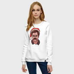Свитшот хлопковый женский Ron Swanson, цвет: белый — фото 2