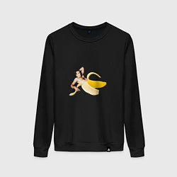 Свитшот хлопковый женский Николас Кейдж в банане, цвет: черный
