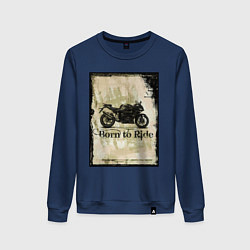 Свитшот хлопковый женский Born to Ride, цвет: тёмно-синий