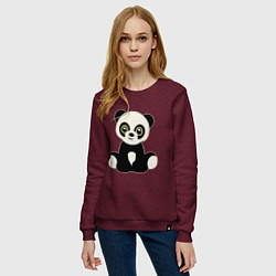 Свитшот хлопковый женский Милая панда, цвет: меланж-бордовый — фото 2
