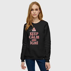 Свитшот хлопковый женский Keep calm and igni, цвет: черный — фото 2