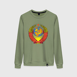 Свитшот хлопковый женский Герб СССР, цвет: авокадо
