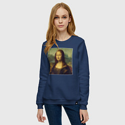 Свитшот хлопковый женский Mona Lisa pixels, цвет: тёмно-синий — фото 2