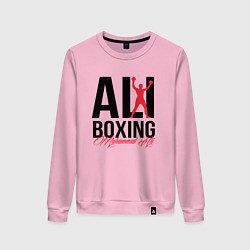 Свитшот хлопковый женский Muhammad Ali, цвет: светло-розовый