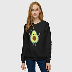 Свитшот хлопковый женский Милый авокадо, цвет: черный — фото 2